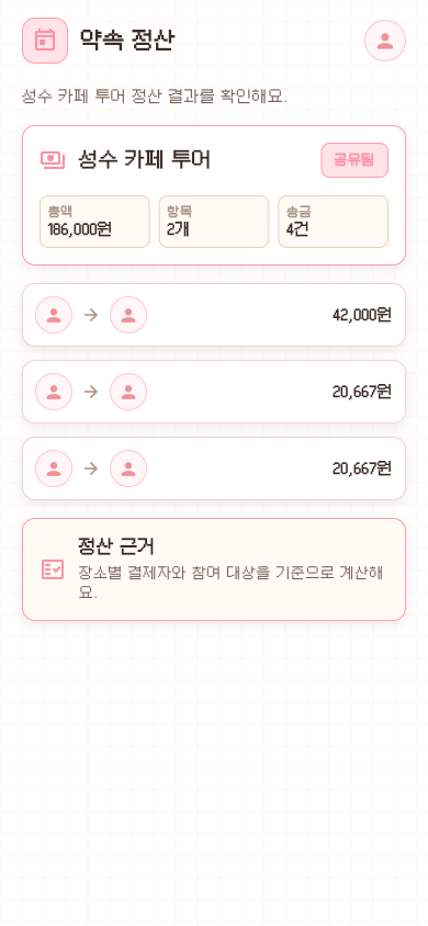 ONMU 공동 정산 화면 캡처